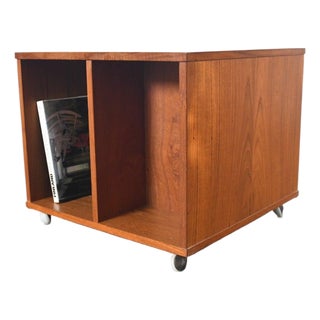 Danish Modern Teak Book + Record Cube, 1960s For Sale