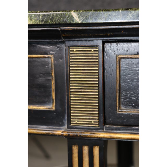 French Louis XVI Style Ebonized Demilune Marble Top Sideboard For Sale - Image 13 of 14
