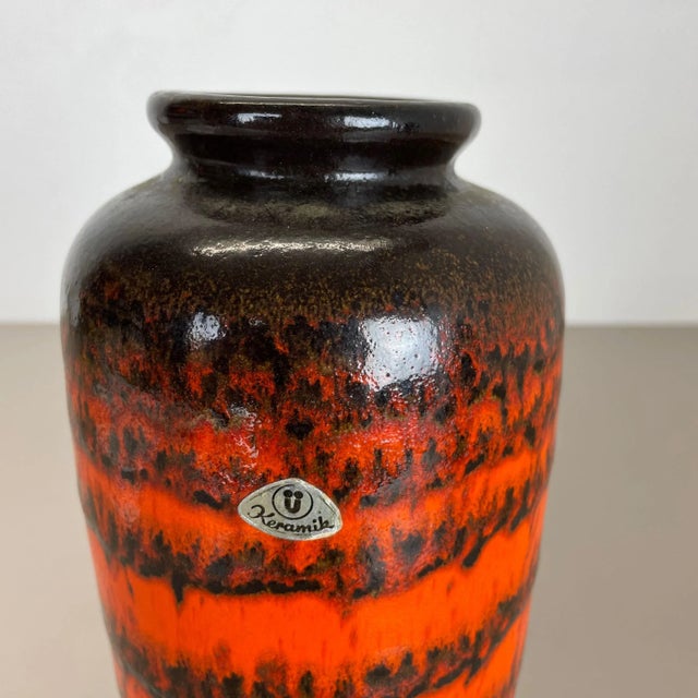 Black Vintage German Pottery Fat Lava Vase from Ü-Keramik WGP, 1970s For Sale - Image 8 of 16