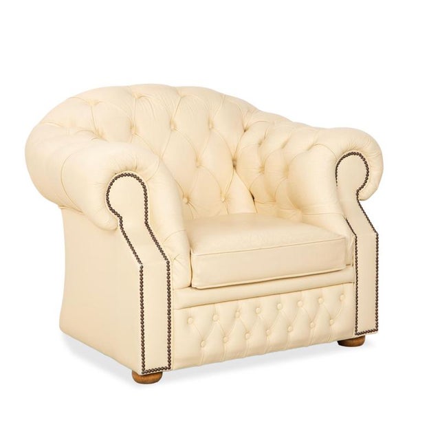 Vintage Centurion Chesterfield Armchair in Cream Leather For Sale - Image 17 of 17
