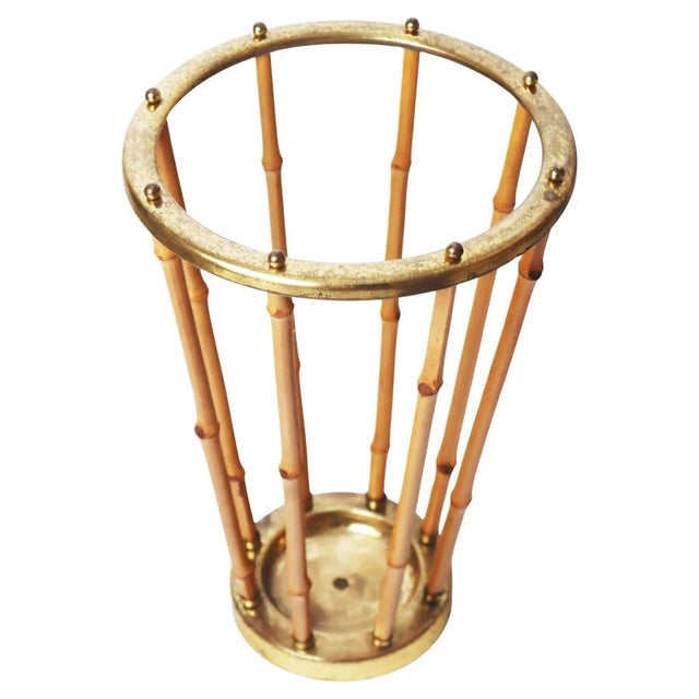 Umbrella Stand in Bamboo and Brass, 1960s For Sale - Image 15 of 15
