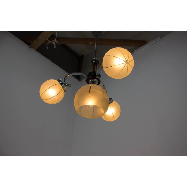 1940s Art Deco Chrome-Plated Chandelier, 1940s For Sale - Image 5 of 15