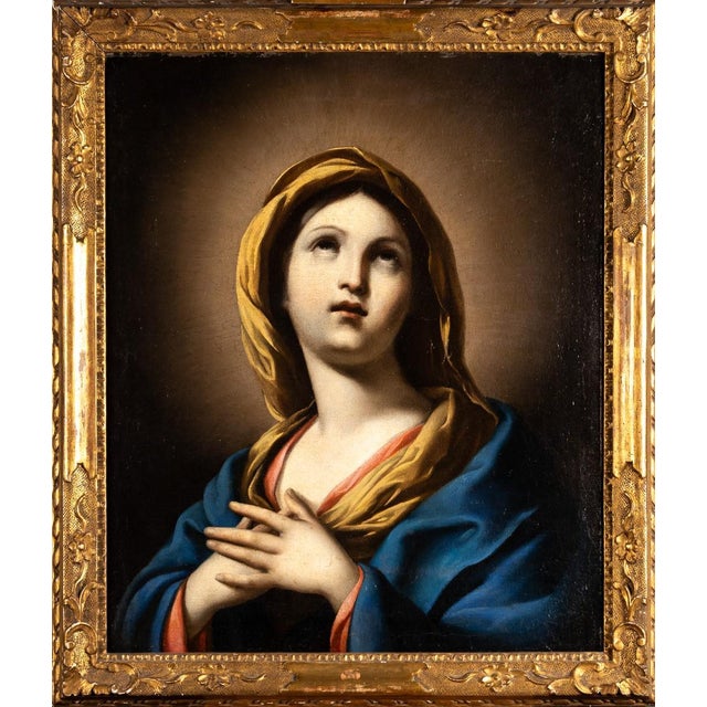 After Elisabetta Sirani, Virgin in Prayer, 1600s, Oil Painting For Sale - Image 7 of 7