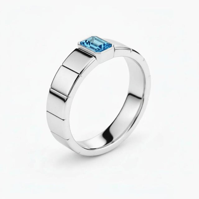 Not Yet Made - Made To Order Topaz Solitaire Ring for Men Silver, Gold, Size 10 For Sale - Image 5 of 6