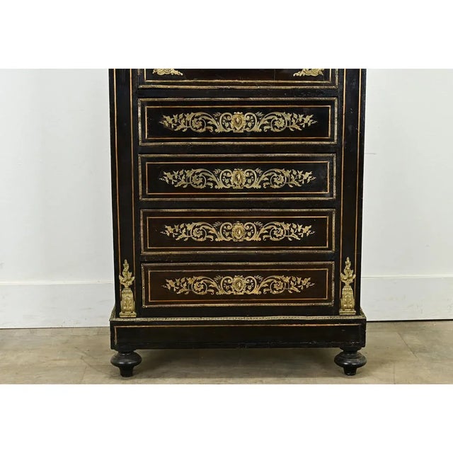 Wood French 19th Century Ebonized & Inlay Secretary For Sale - Image 7 of 12