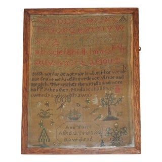Antique English Needlework Sampler by Ann Yates, 1824 For Sale