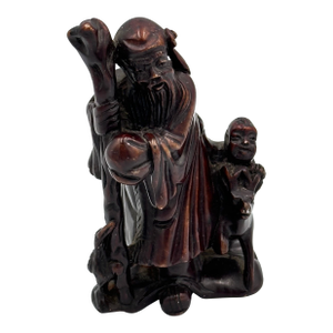 Antique Chinese Carved Soapstone Shou Deity of Prosperity and Longevity