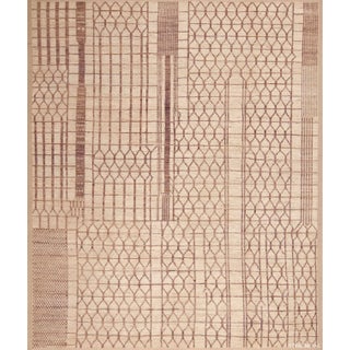 Nazmiyal Collection Ivory and Light Brown Tribal Geometric Modern Area Area Rug For Sale