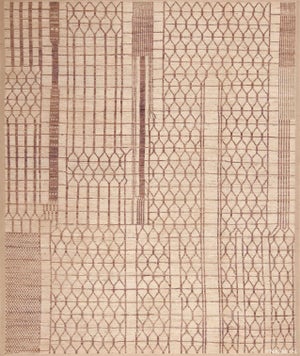 Nazmiyal Collection Ivory and Light Brown Tribal Geometric Modern Area Area Rug