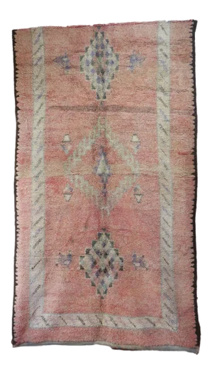 Moroccan Pink Vintage Rug 6x11 Ft