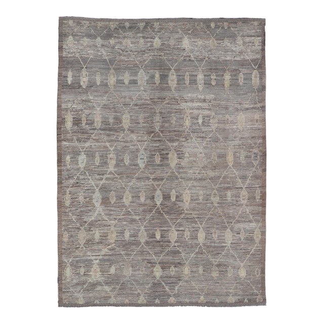 Modern Afghan Tribal Rug in Wool With Sub-Geometric Design in Multicolor 13'6 X 19'5 For Sale