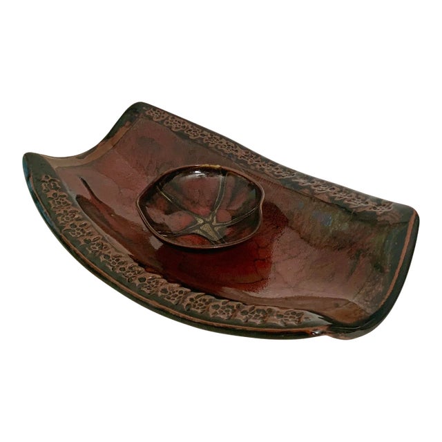 Art Studio Brown Chip and Dip Bowl - Signed For Sale