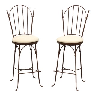 Charleston Forge Wrought Iron Shaker Arch Bar Height Swivel Stools - Pair A For Sale