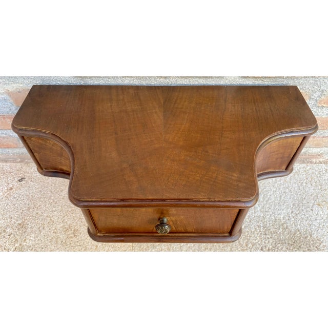 French Wall Bedside Tables in Walnut, 1920s, Set of 2 For Sale - Image 12 of 18