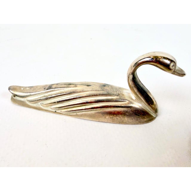 Vintage French Silver Plated Swan Knife Rest by Oliver Saint Honore, 1950s, Set of 6 For Sale - Image 4 of 9