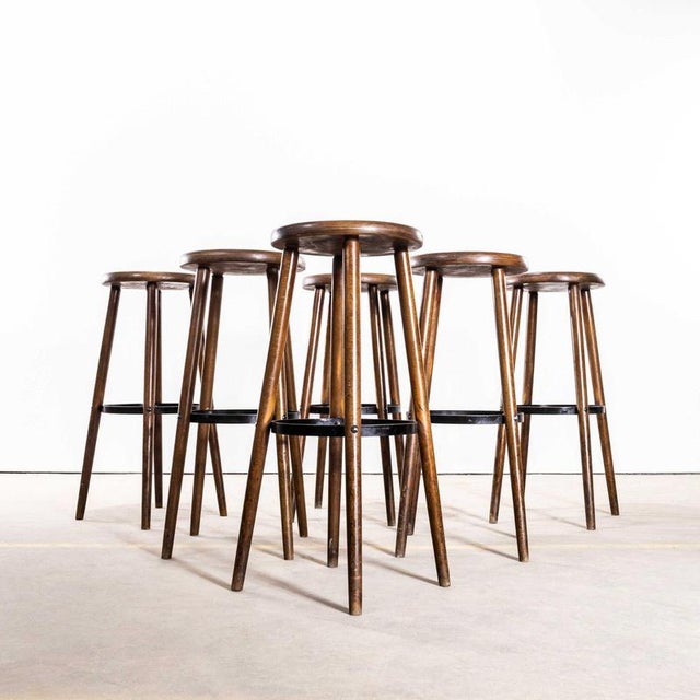 Bar Stools with Metal Ring, 1960s, Set of 6 For Sale - Image 11 of 11