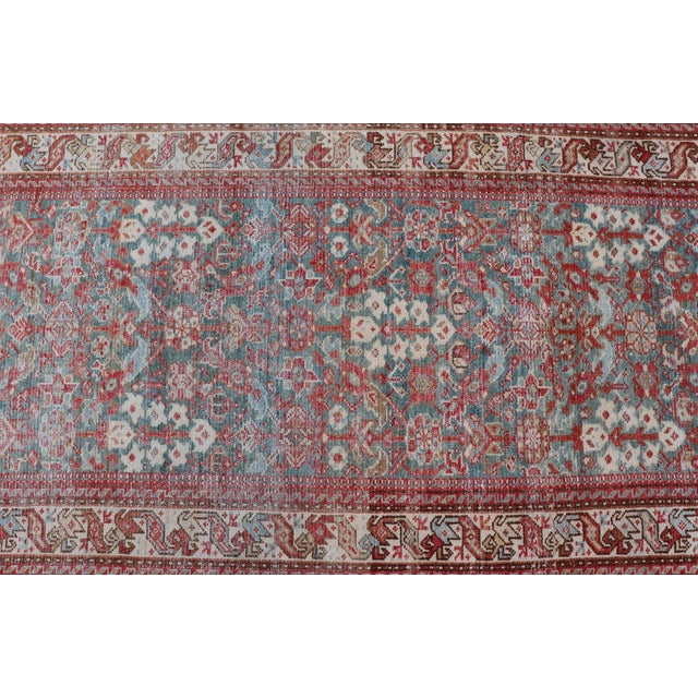 Antique Persian Malayer Runner With Allover Pattern in Soft Red 3'3 X 13'5 For Sale - Image 10 of 12