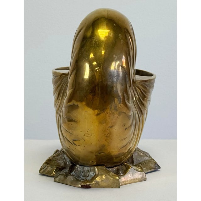 Large Vintage Solid Brass Nautilus Shell Planter Cachepot or Bottle Chiller For Sale - Image 11 of 12