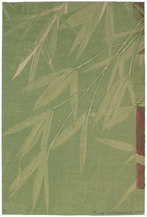 Rob Delamater Contemporary Minimalist Bamboo Monotype in Green, Asian Aesthetic, 2009 2009