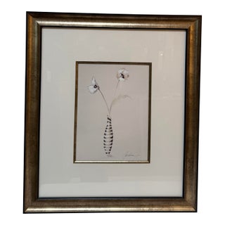Elizabeth Jardine Striped Vase With Flowers Art Print, Signed For Sale