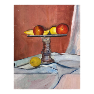 Francis Cunningham - Expressionist Fruit Still Life With Drapes, Signed (Oil on Canvas)