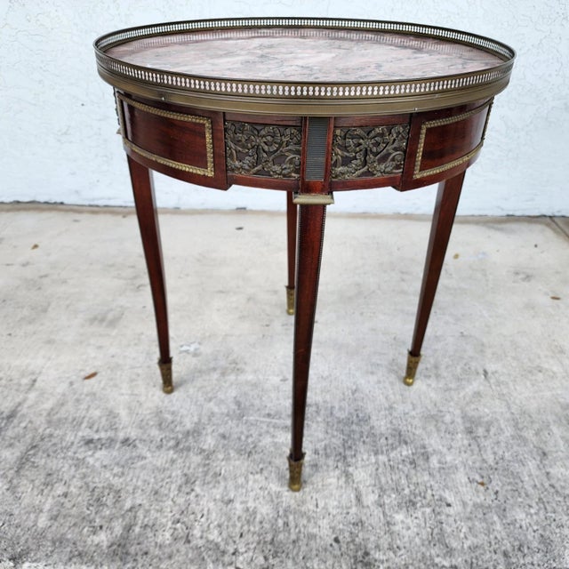 French Louis XVI Bouillotte Table With Rouge Marble Top For Sale - Image 11 of 17