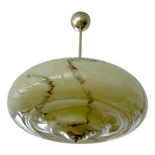 Art Deco Pendant Light in Marble Glass, 1930s For Sale