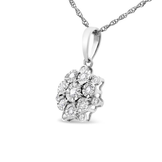 This diamond floral cluster pendant is an elegant accessory for any event. Embellished with 1/4ct TDW of promo quality,...