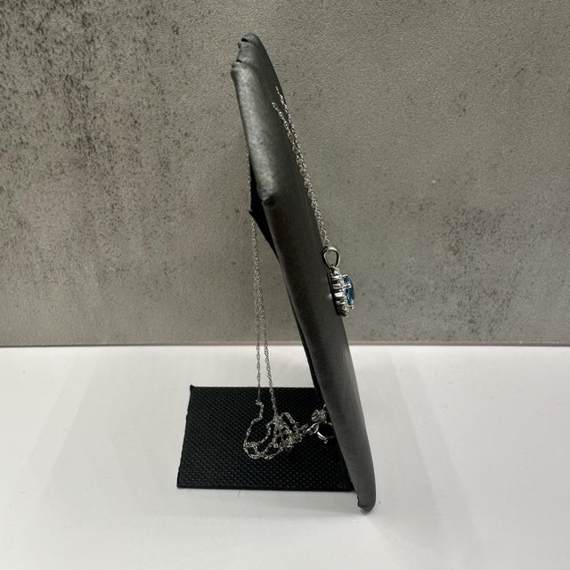 Contemporary Topaz & Diamond Necklace in 10kt White Gold – Oval Cut, 18in, New For Sale - Image 3 of 5