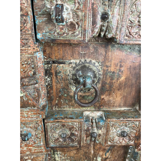 Repurposed Antique Indian Carved Door Armoire For Sale - Image 12 of 16