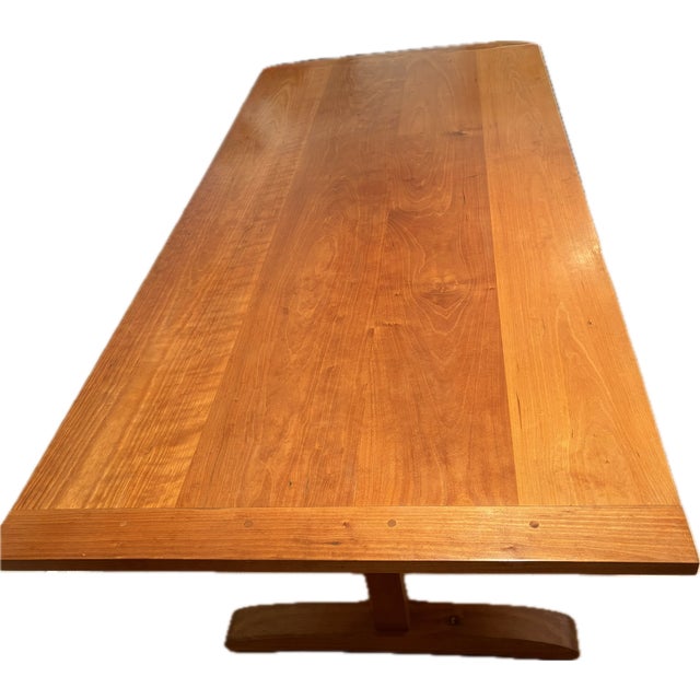 American Vintage Thos Moser Cherry Trestle Table For Sale - Image 3 of 10