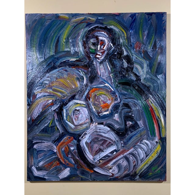 1990s Cubist Style Figurative Oil Painting on Canvas For Sale - Image 13 of 13