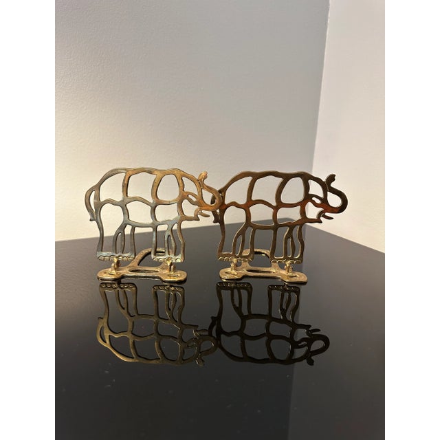 Brass Elephant Bookends For Sale - Image 9 of 9