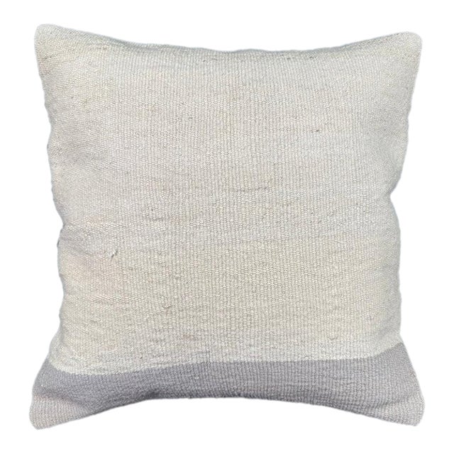 Turkish Hemp Pillow Cushion Natural Beige SkyBlue Cushion Cover 20"x20" For Sale