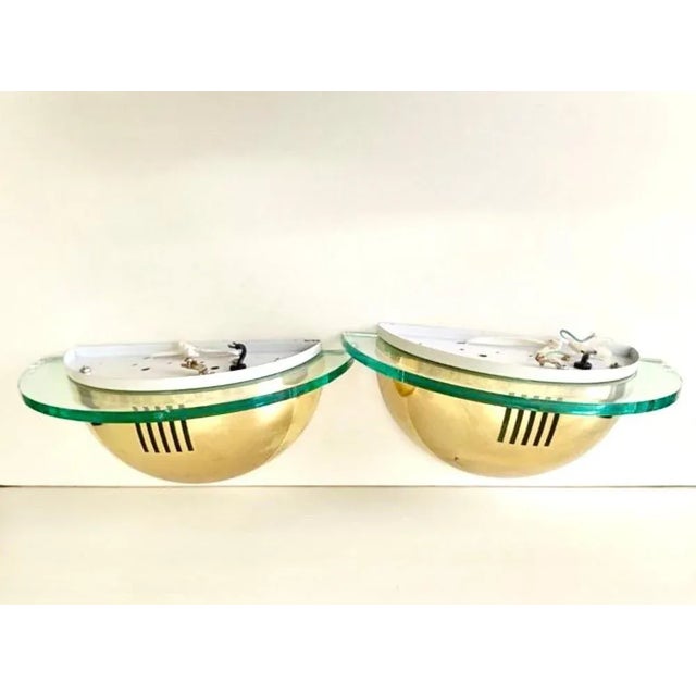 Vintage Wall Lights in Acrylic Glass and Brass from GS, 1980s, Set of 2 For Sale - Image 6 of 8