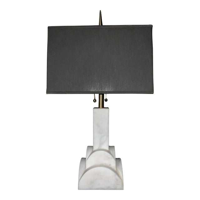 Late 20th Century Frederick Cooper Art Deco Marble Table Lamp For Sale