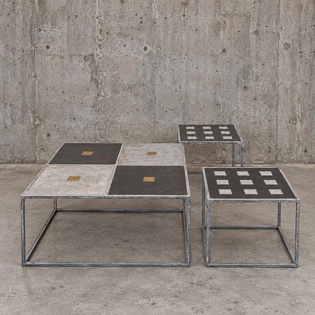 Industrial Industrial Brutalist Nesting Coffee Tables, 1990s, Set of 3 For Sale - Image 3 of 7