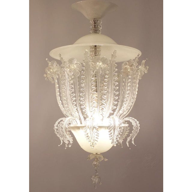 1930s Art Deco Murano Glass Chandelier attributed to Ercole Barovier, 1930s For Sale - Image 5 of 17