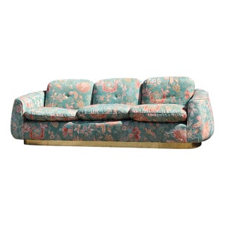 Silk and Brass Sofa in the style of Guglielmo Ulrich For Sale