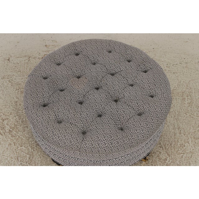 Round Tufted Modern Design Cocktail Ottoman For Sale - Image 4 of 11