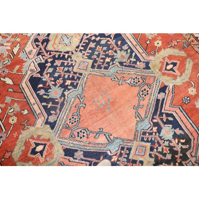 Antique Signed Heriz Large Scale Rug - 8'3" x 10'10" For Sale - Image 9 of 12