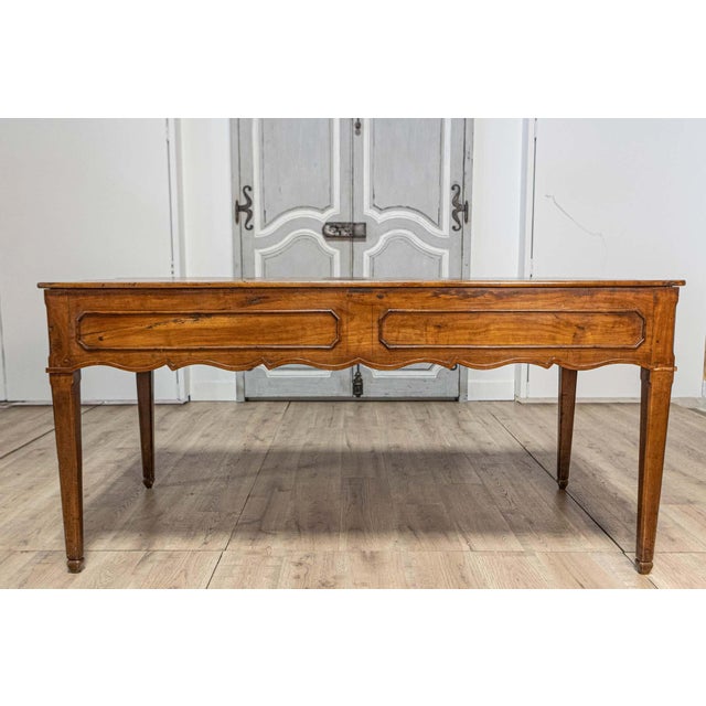 French 19th Century Walnut Desk with Carved Apron and Lateral Drawer For Sale - Image 10 of 12