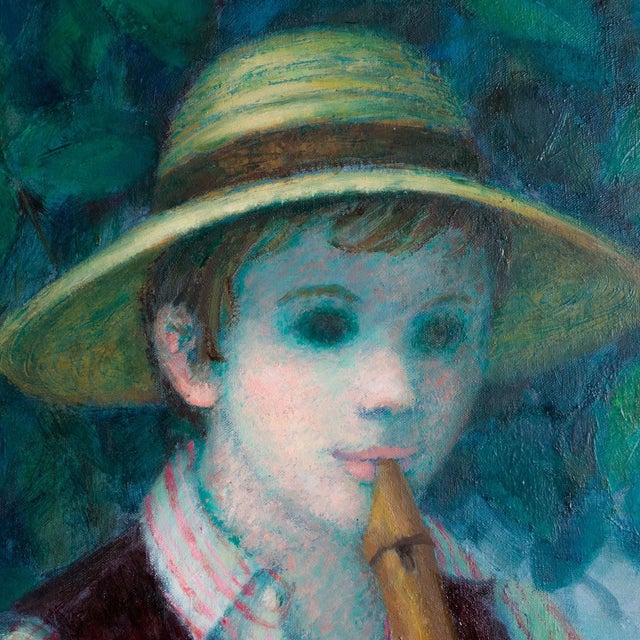 Child with Pipe, 1980s, Oil on Canvas For Sale - Image 6 of 10