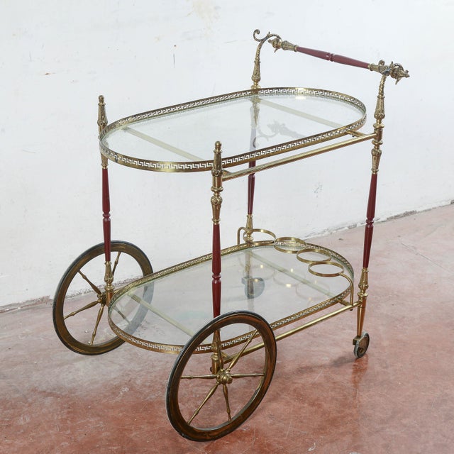 Vintage Serving Trolley with Glass Trays For Sale - Image 3 of 9