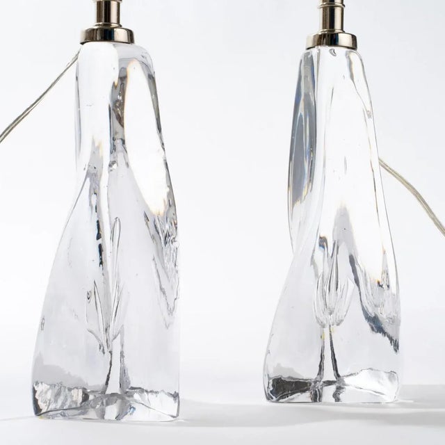 Clear Art Glass Lamps - A Pair For Sale In New York - Image 6 of 8