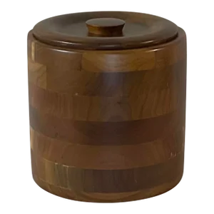 Vintage Solid Black Walnut Ice Bucket - Kustom Kraft Mid Century Modern