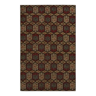 Antique Floral Aubusson Flatweave Rug in Red & Gold Accents, From Rug & Kilim For Sale