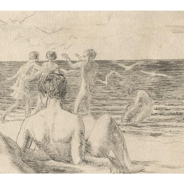Paper Raphaël Drouart, Before the Sea, Nude, 1920s, Etching For Sale - Image 7 of 12
