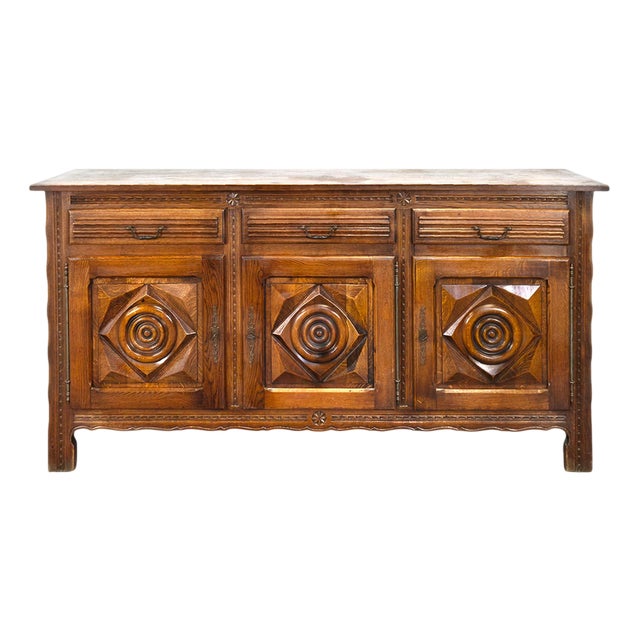 Carved Oak Sideboard from DLG Dudouyt For Sale