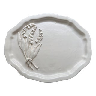 Liz Marsh Lily of the Valley Handmade Decorative Wall Platter For Sale